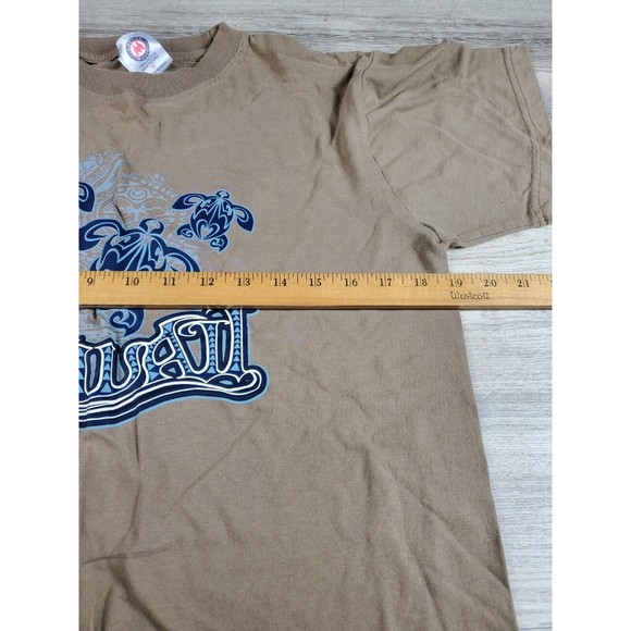 Mens Shirt Anvil Sea Turtle Maui Hawaii Brown Taupe Tribal Hawaiian Size M *Read - Picture 3 of 8